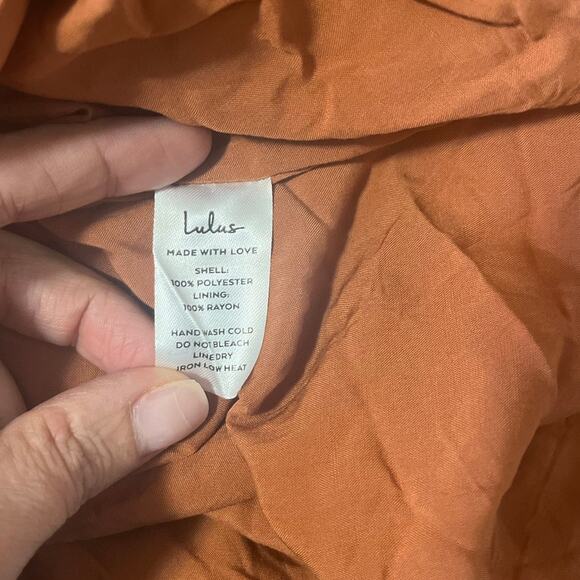 NWT Lulus Admire You Burnt Orange Floral Print Ruffled Long Sleeve Mini Dress M - Picture 11 of 12